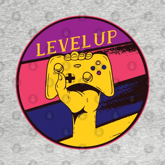 Level Up Gaming Nerds Vintage Retro Style Design by Delicious Design